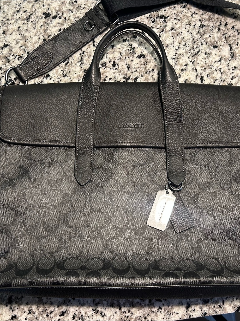 NWOT COACH Laptop Black Signature Canvas Sullivan Briefcase Tote